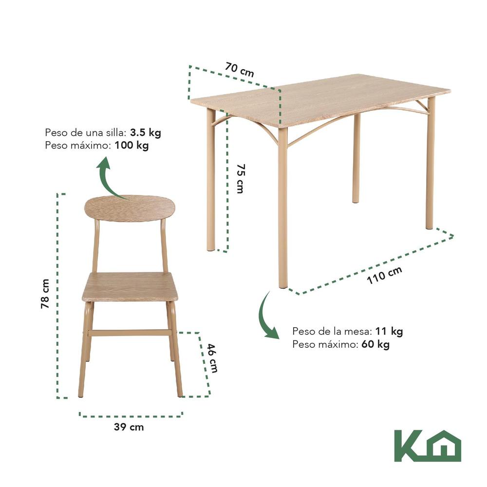 Foto 5 pulgar | Comedor De 4 Sillas Metal Mesa Rectangular Elegante Moderno