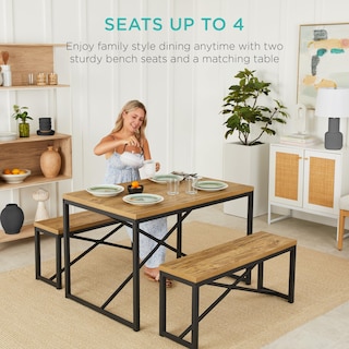 Foto 2 | Juego De Muebles De Comedor Best Choice Products Para 4 Personas Con 2 Bancos - Venta Internacional.