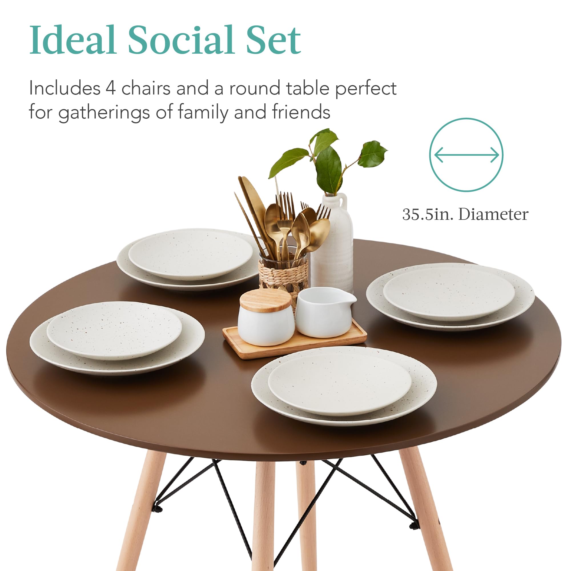 Foto 4 pulgar | Juego De Comedor Best Choice Products Compact Mid-century De 5 Piezas - Venta Internacional.