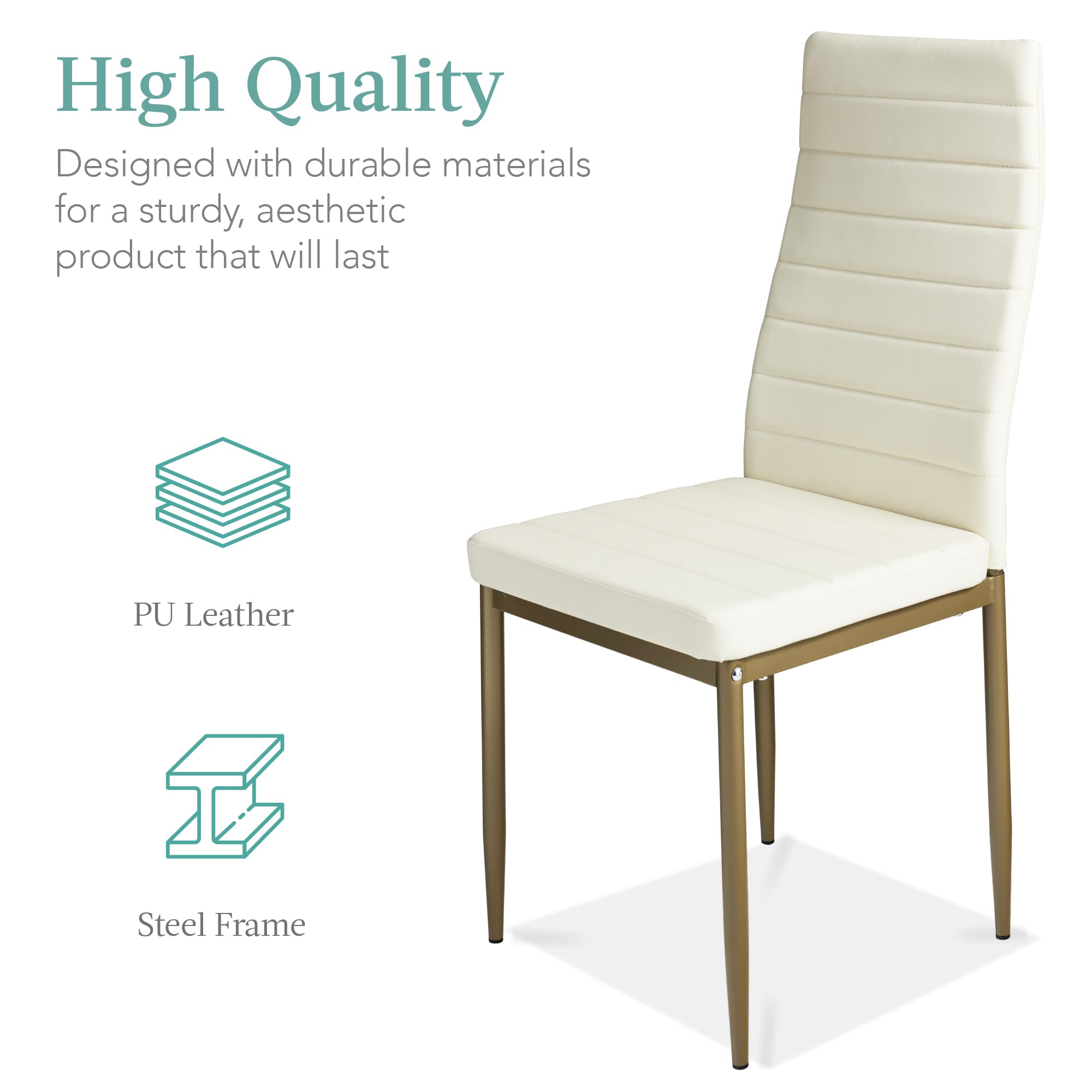 Foto 4 pulgar | Set De Comedor Best Choice Products De Cristal Con 4 Sillas Marfil/dorado - Venta Internacional.