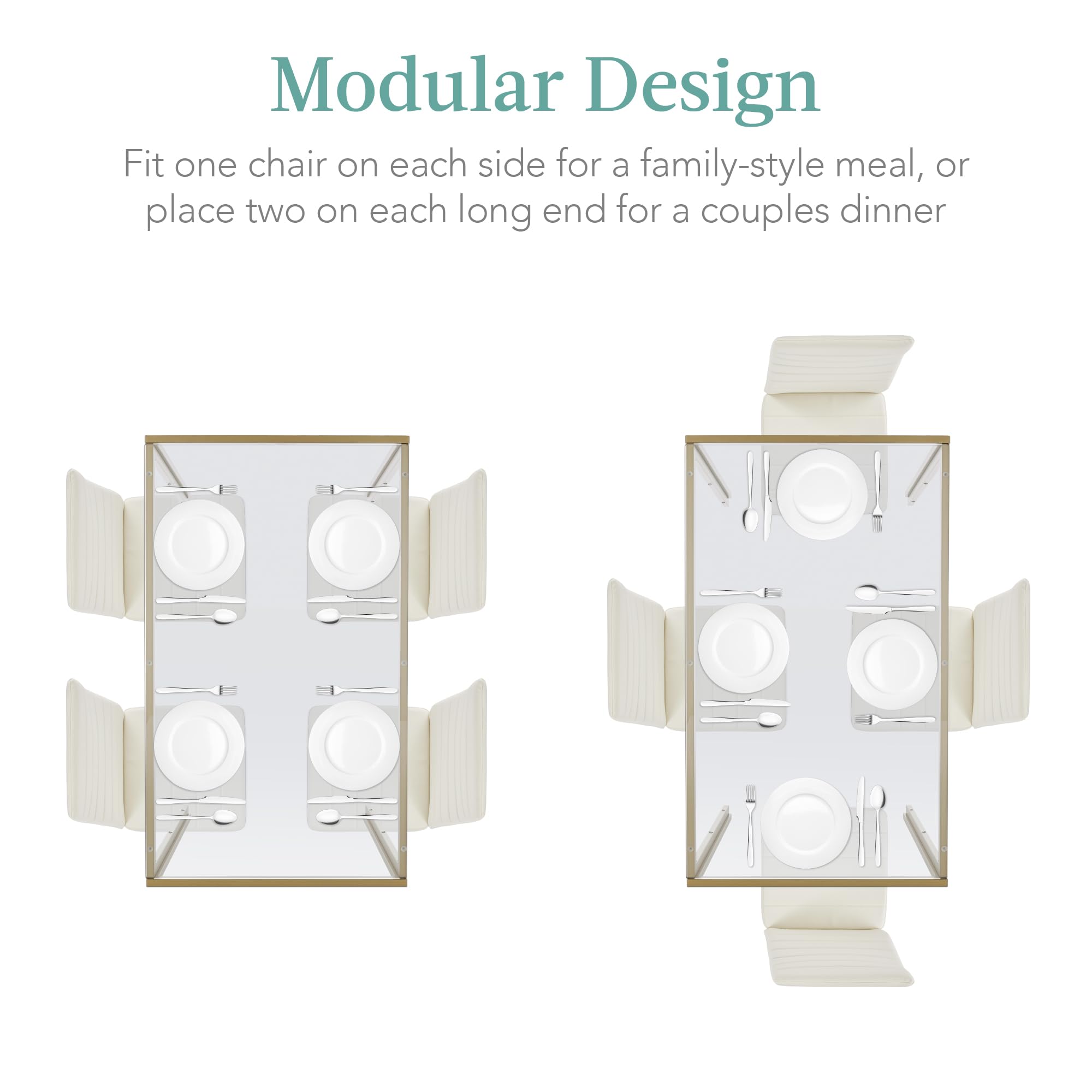 Foto 4 | Set De Comedor Best Choice Products De Cristal Con 4 Sillas Marfil/dorado - Venta Internacional.