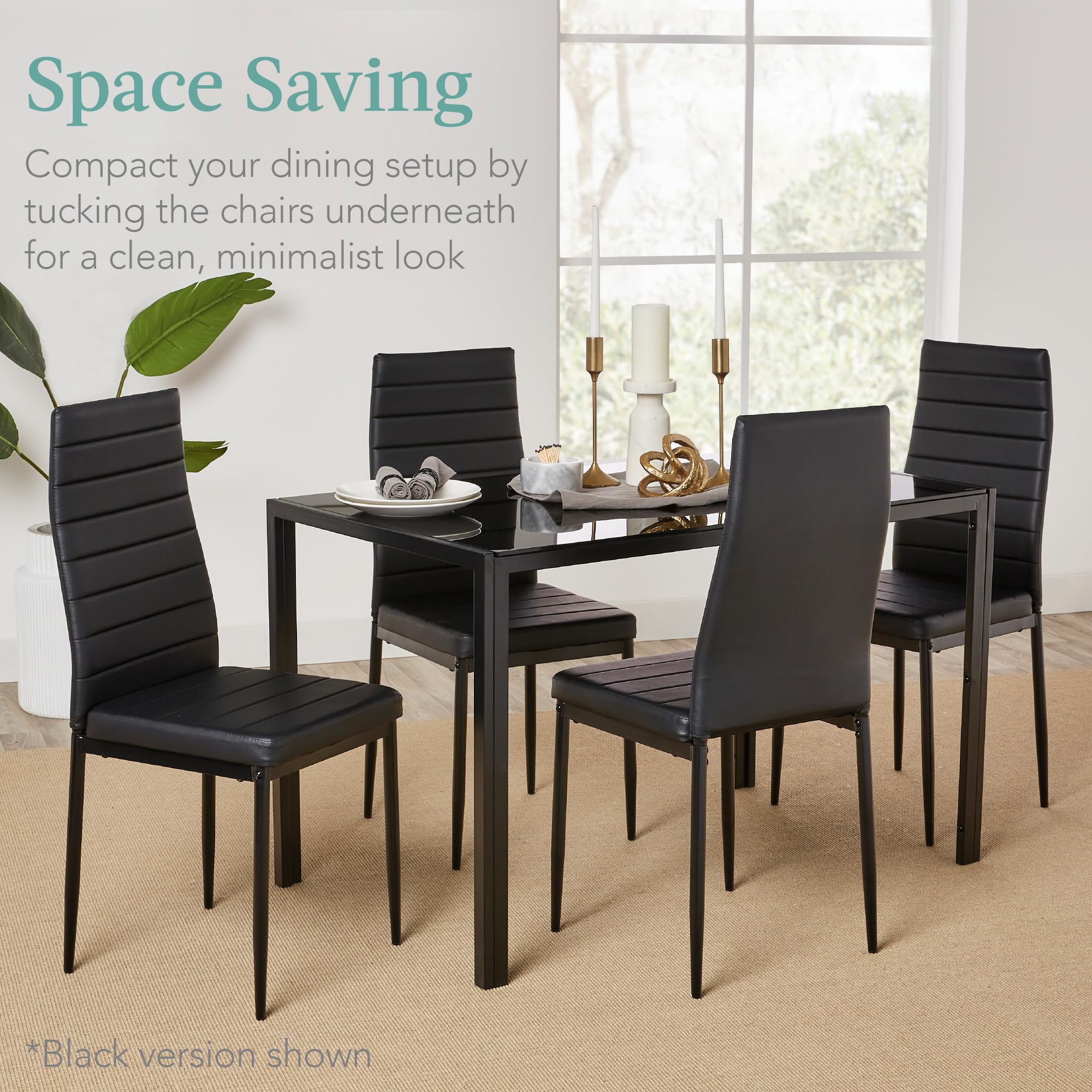Foto 7 pulgar | Set De Comedor Best Choice Products De Cristal Con 4 Sillas Marfil/dorado - Venta Internacional.