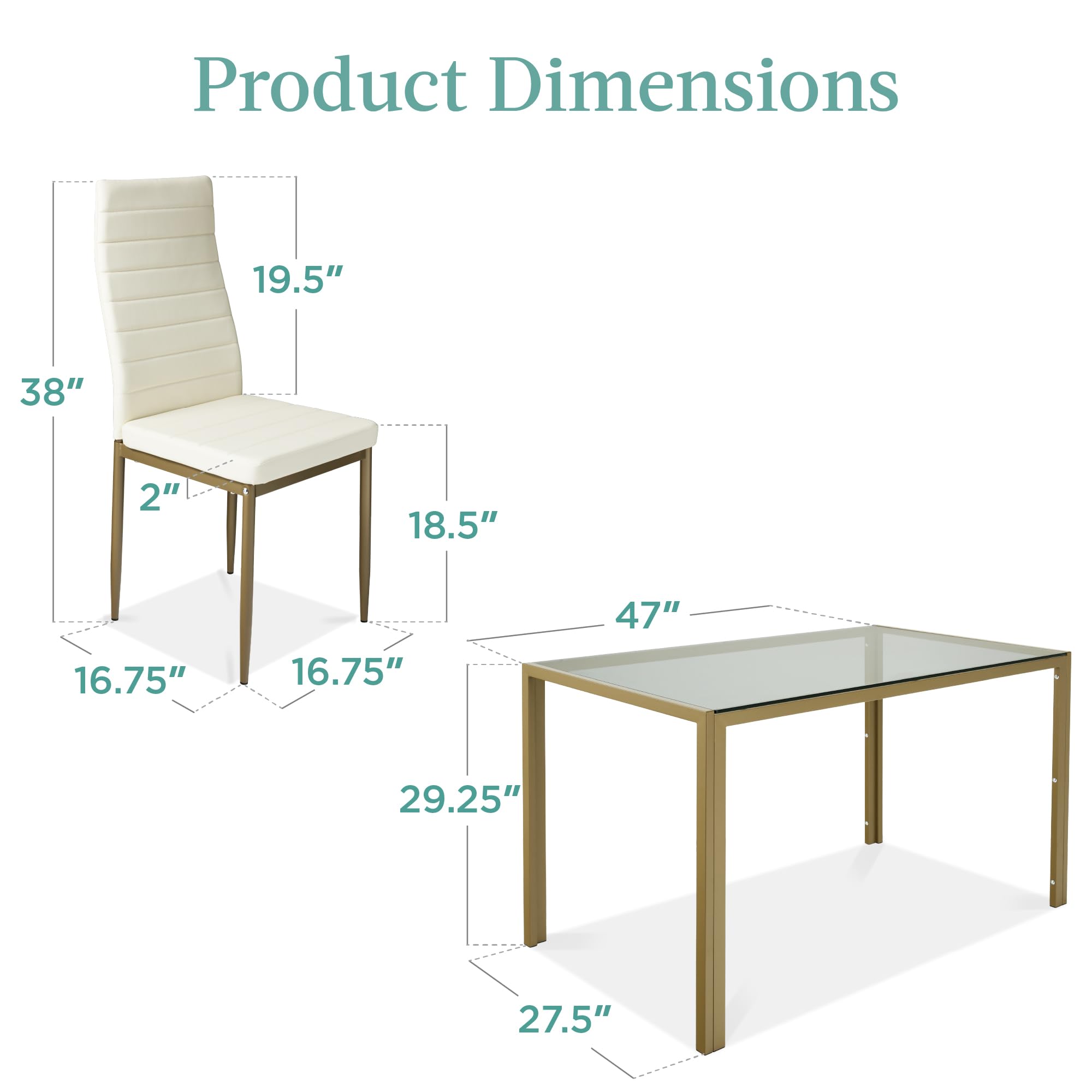 Foto 8 pulgar | Set De Comedor Best Choice Products De Cristal Con 4 Sillas Marfil/dorado - Venta Internacional.