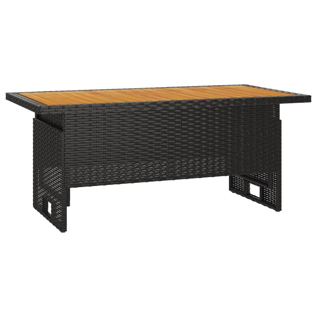 Mesa De Patio Vidaxl Negra Con Superficie De Ratán Abatible De Madera De Acacia - Venta Internacional. $3,523