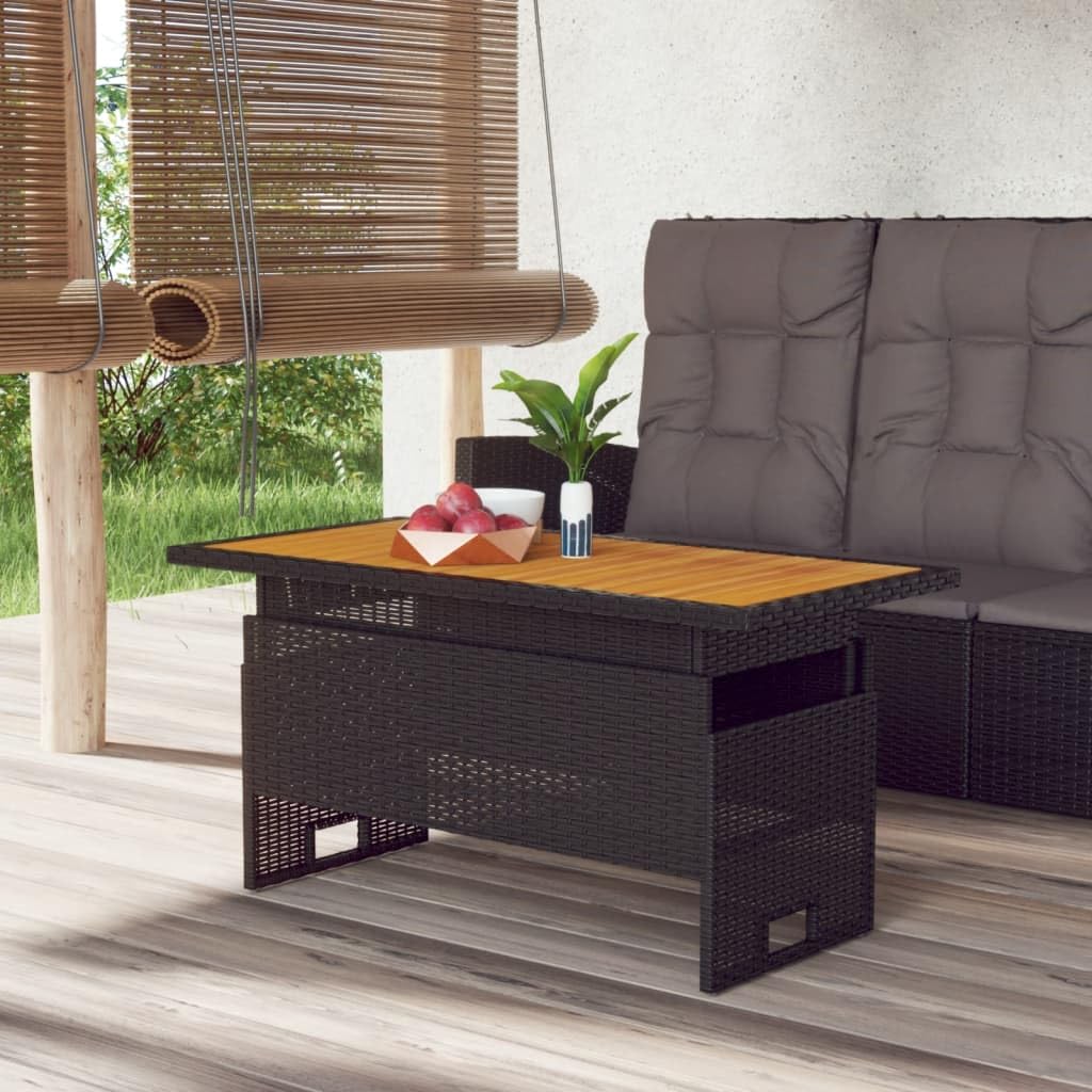 Foto 3 pulgar | Mesa De Patio Vidaxl Negra Con Superficie De Ratán Abatible De Madera De Acacia - Venta Internacional.