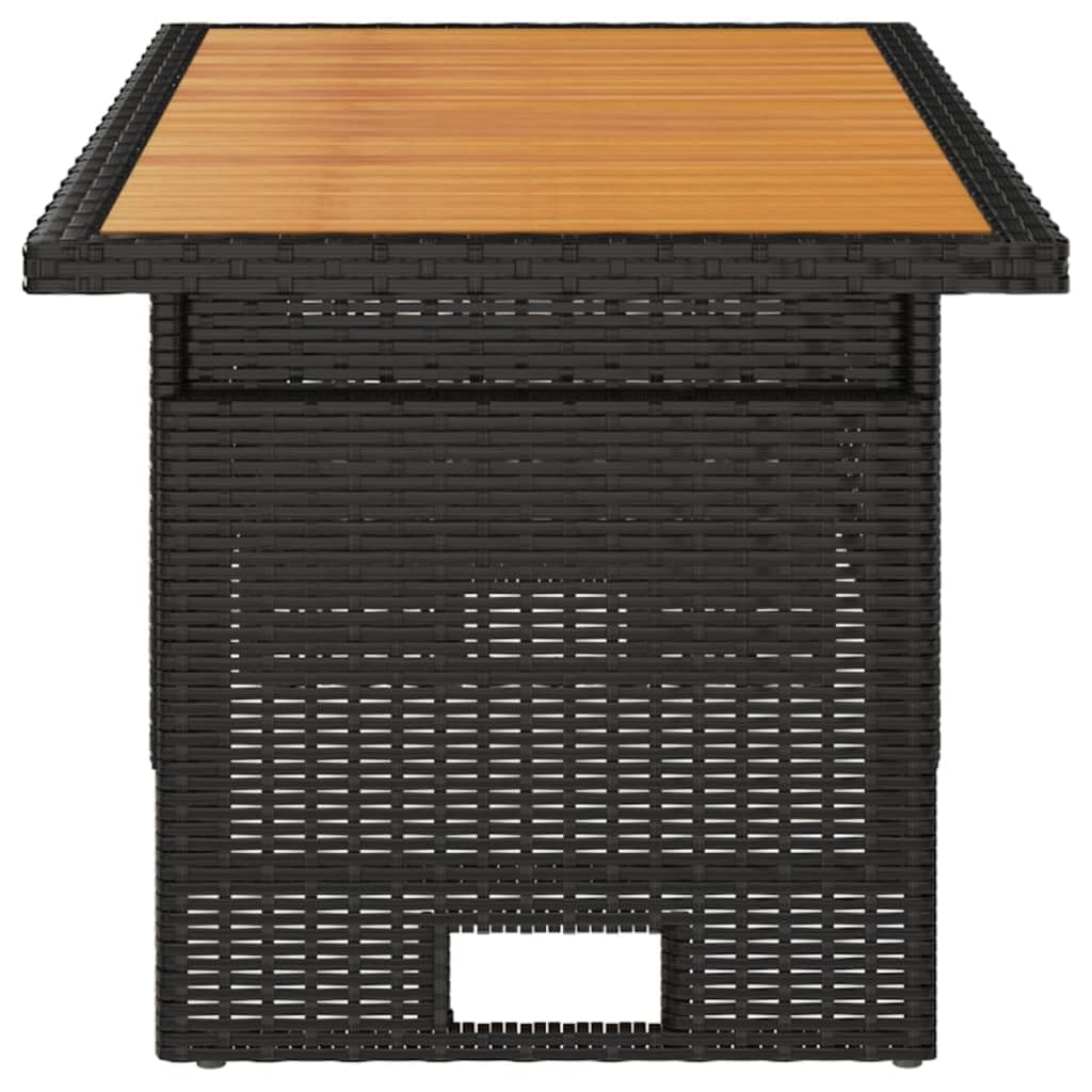 Foto 5 pulgar | Mesa De Patio Vidaxl Negra Con Superficie De Ratán Abatible De Madera De Acacia - Venta Internacional.