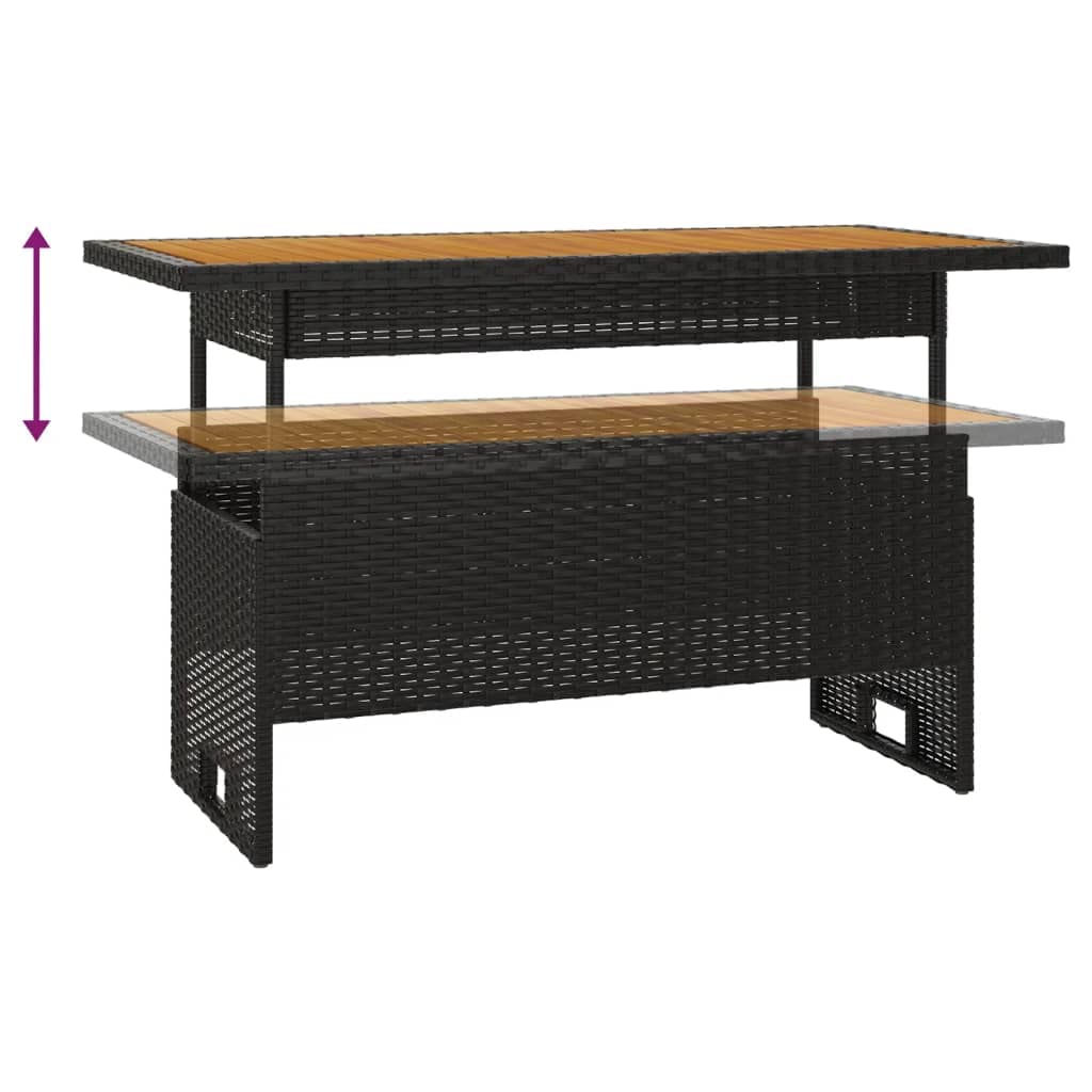 Foto 6 pulgar | Mesa De Patio Vidaxl Negra Con Superficie De Ratán Abatible De Madera De Acacia - Venta Internacional.