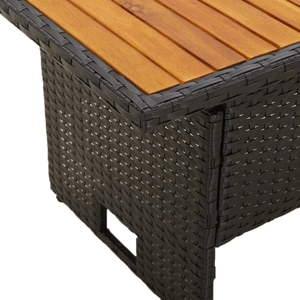 Foto 7 pulgar | Mesa De Patio Vidaxl Negra Con Superficie De Ratán Abatible De Madera De Acacia - Venta Internacional.