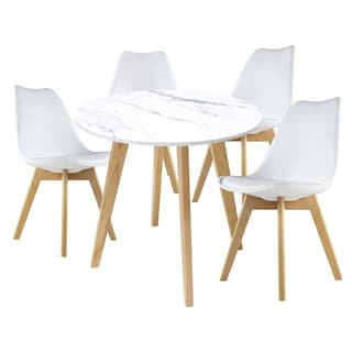 Foto 1 | Mesa Frankfurt Piedra 80 Calac Con 4 Sillas Frakfurt Blancas