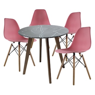 Foto 1 | Mesa Frankfurt Piedra 80 Marqu Con 4 Sillas Oslo Rosa