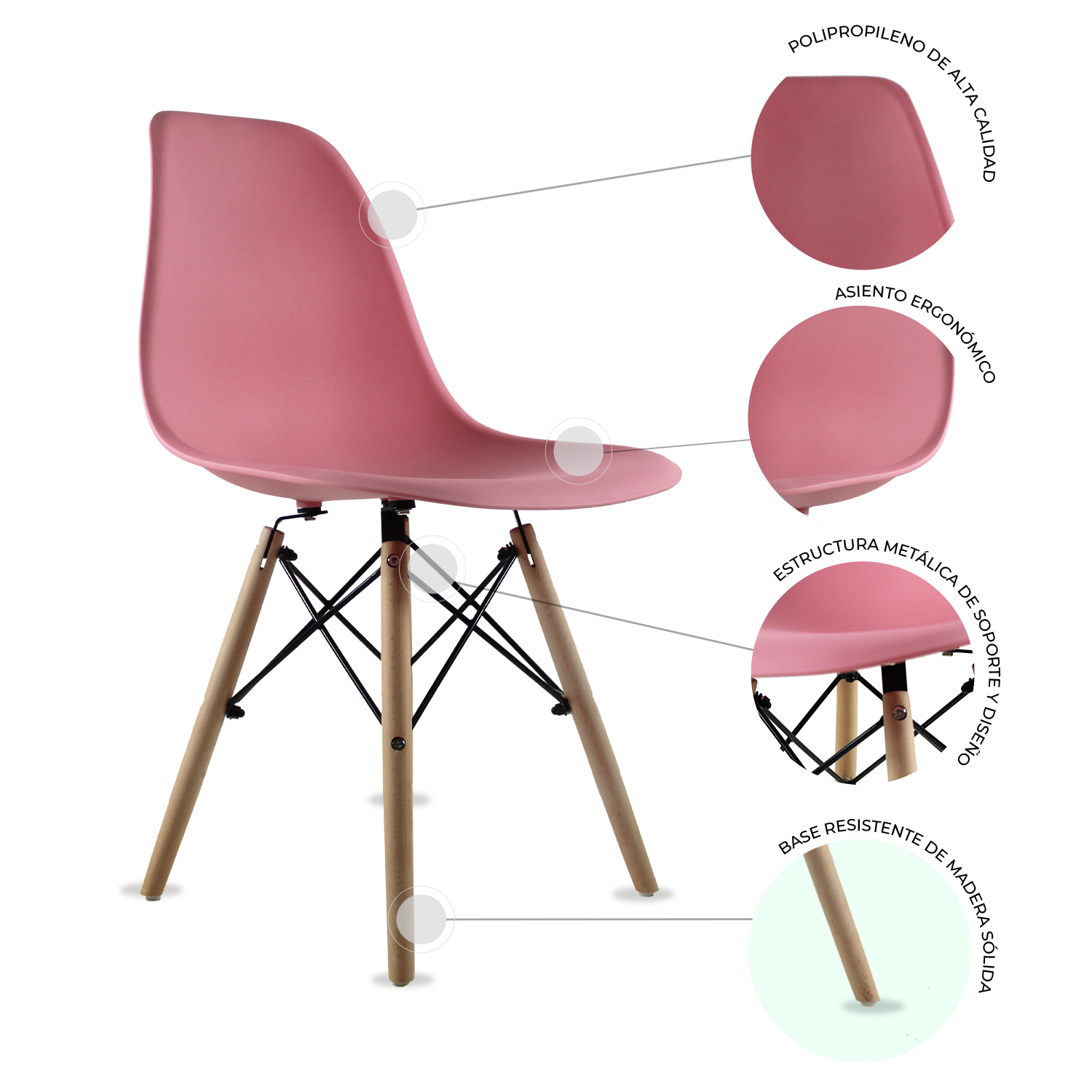 Foto 4 | Mesa Frankfurt Piedra 80 Marqu Con 4 Sillas Oslo Rosa
