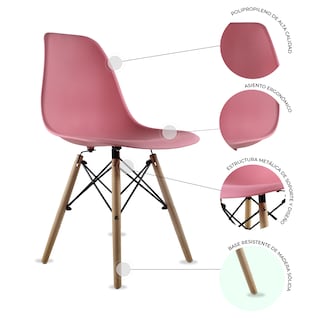 Foto 4 | Mesa Frankfurt Piedra 80 Marqu Con 4 Sillas Oslo Rosa