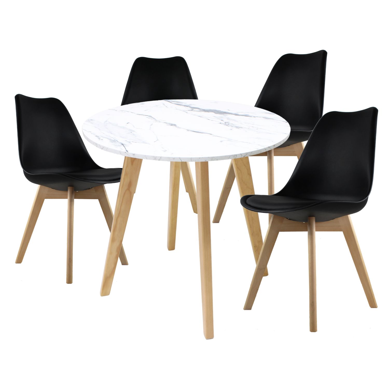 Foto 1 | Mesa Frankfurt Piedra 80 Calac Con 4 Sillas Frakfurt Negro