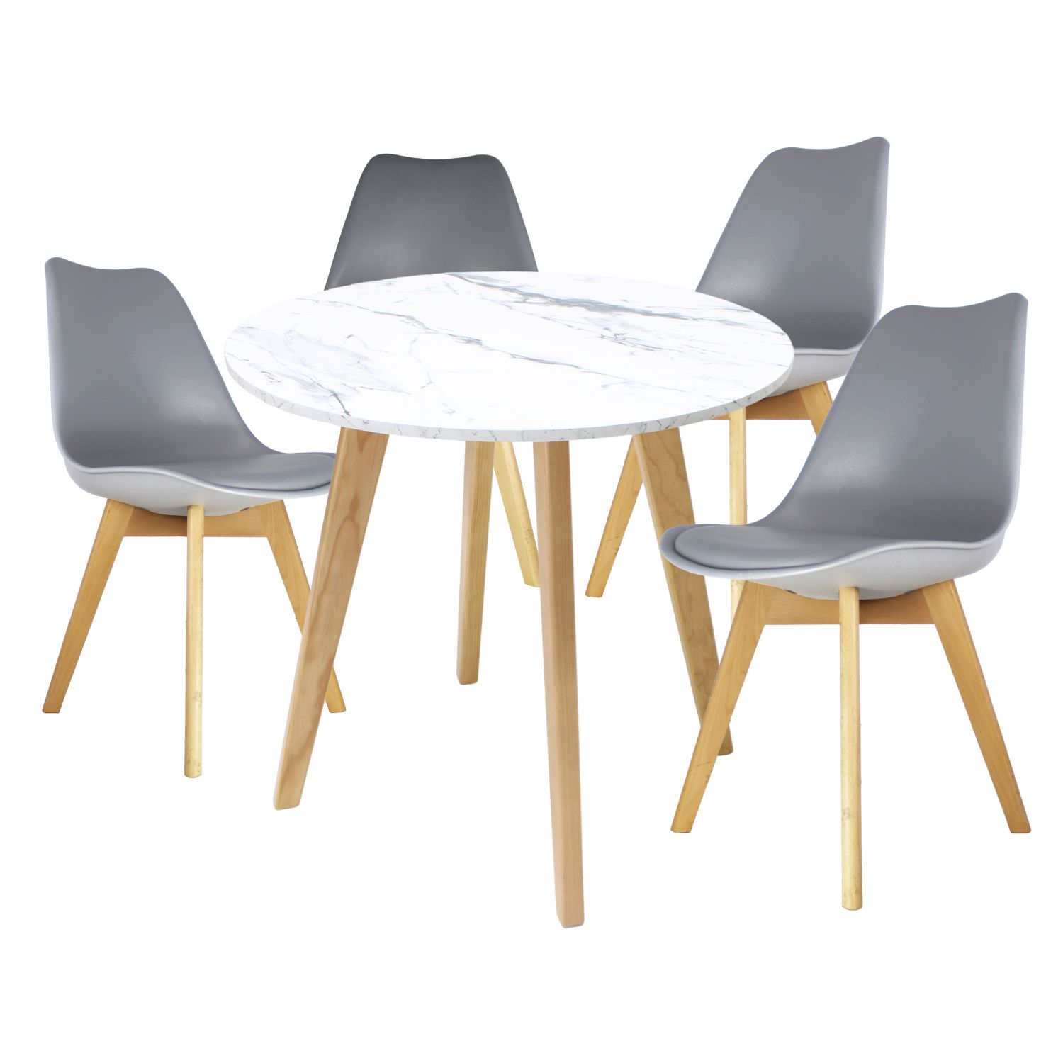 Mesa Frankfurt Piedra 80 Calac Con 4 Sillas Frakfurt Gris