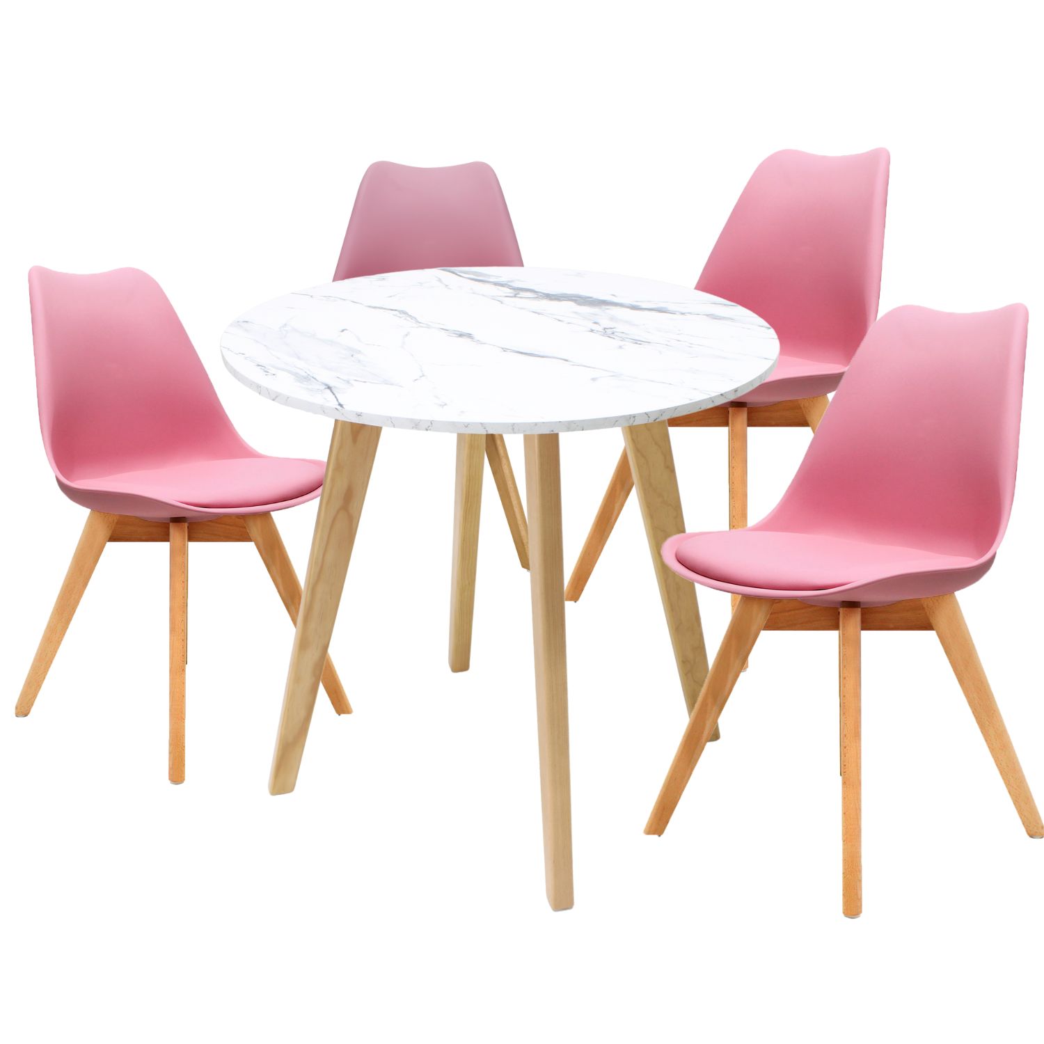 Mesa Frankfurt Piedra 80 Calac Con 4 Sillas Frakfurt Rosa