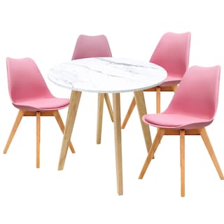 Foto 1 | Mesa Frankfurt Piedra 80 Calac Con 4 Sillas Frakfurt Rosa