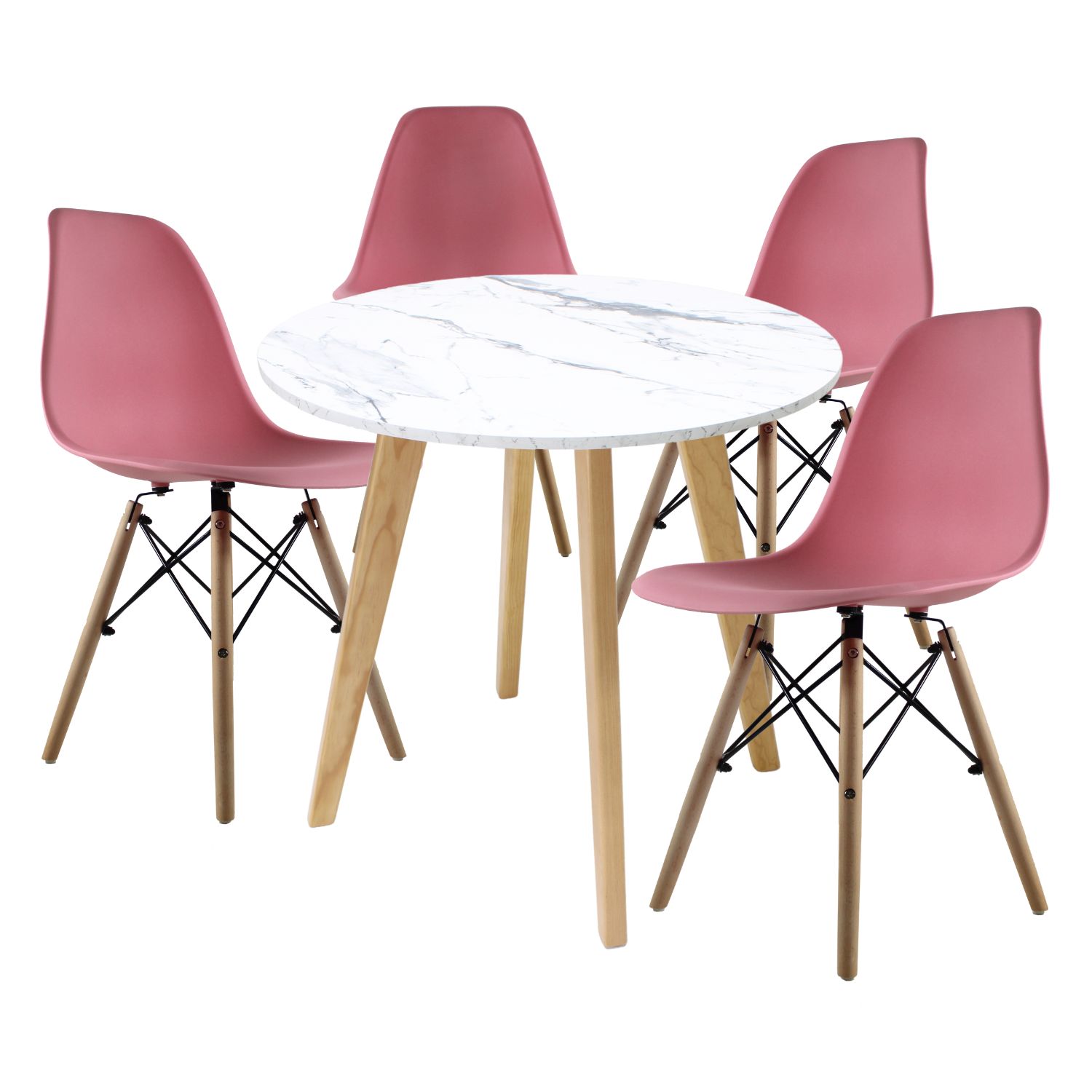 Mesa Frankfurt Piedra 80 Calac Con 4 Sillas Oslo Rosa