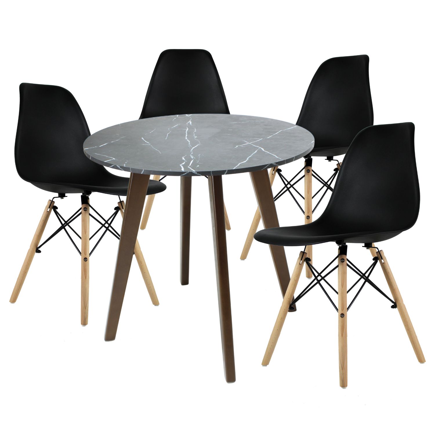 Foto 2 pulgar | Mesa Frankfurt Piedra 80 Marqu Con 4 Sillas Oslo Negro