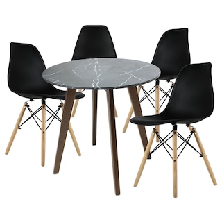 Foto 1 | Mesa Frankfurt Piedra 80 Marqu Con 4 Sillas Oslo Negro
