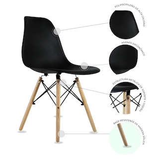 Foto 4 | Mesa Frankfurt Piedra 80 Marqu Con 4 Sillas Oslo Negro