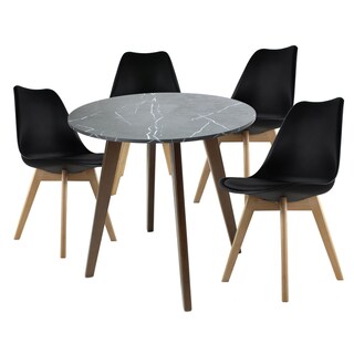 Foto 1 | Mesa Frankfurt Piedra 80 Marqu Con 4 Sillas Frankfurt Negro