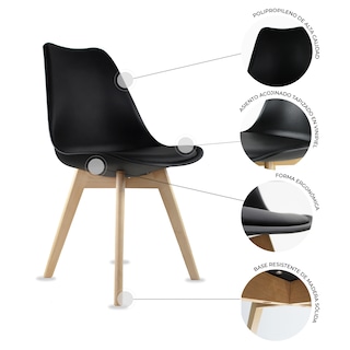 Foto 4 | Mesa Frankfurt Piedra 80 Marqu Con 4 Sillas Frankfurt Negro