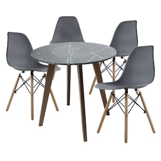 Foto 1 | Mesa Frankfurt Piedra 80 Marqu Con 4 Sillas Oslo Gris