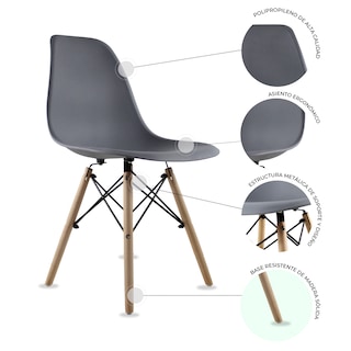 Foto 4 | Mesa Frankfurt Piedra 80 Marqu Con 4 Sillas Oslo Gris