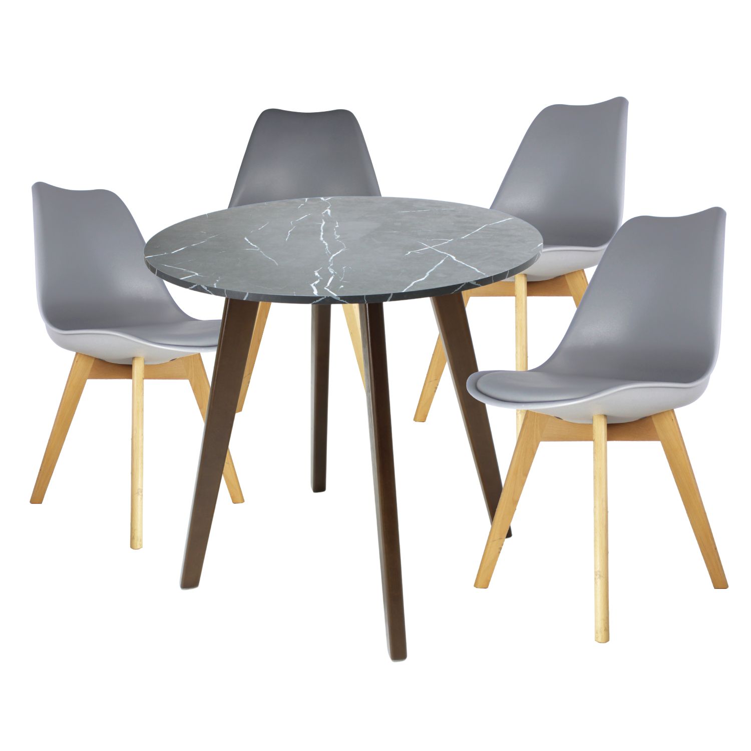 Mesa Frankfurt Piedra 80 Marqu Con 4 Sillas Frankfurt Gris