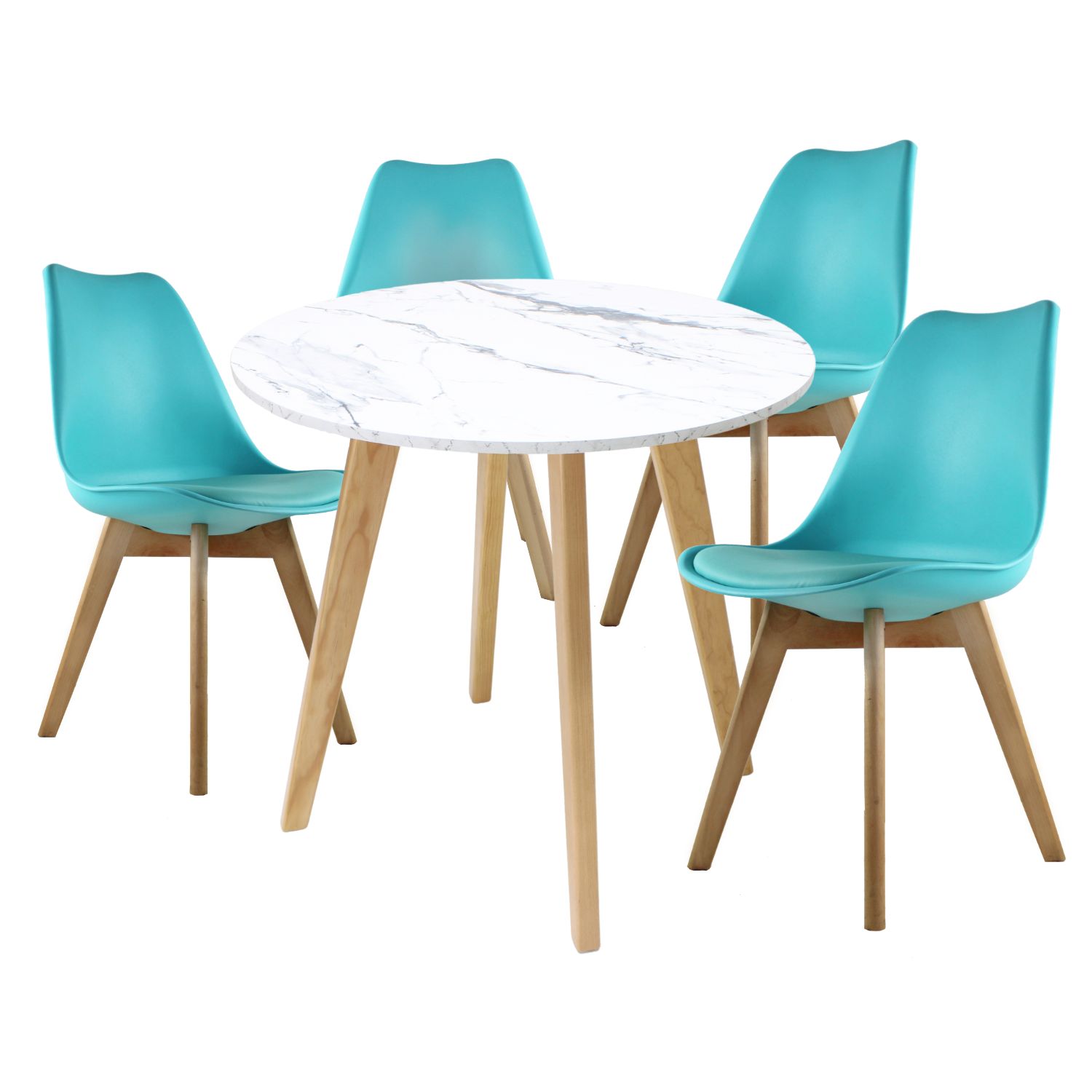 Foto 1 | Mesa Frankfurt Piedra 80 Calac Con 4 Sillas Frakfurt Turquesa
