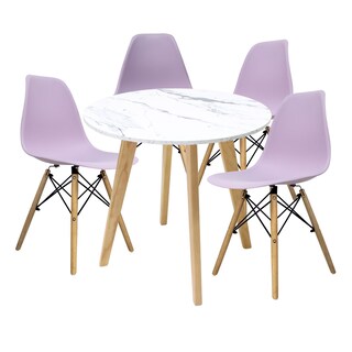 Foto 1 | Mesa Frankfurt Piedra 80 Calac Con 4 Sillas Oslo Lila