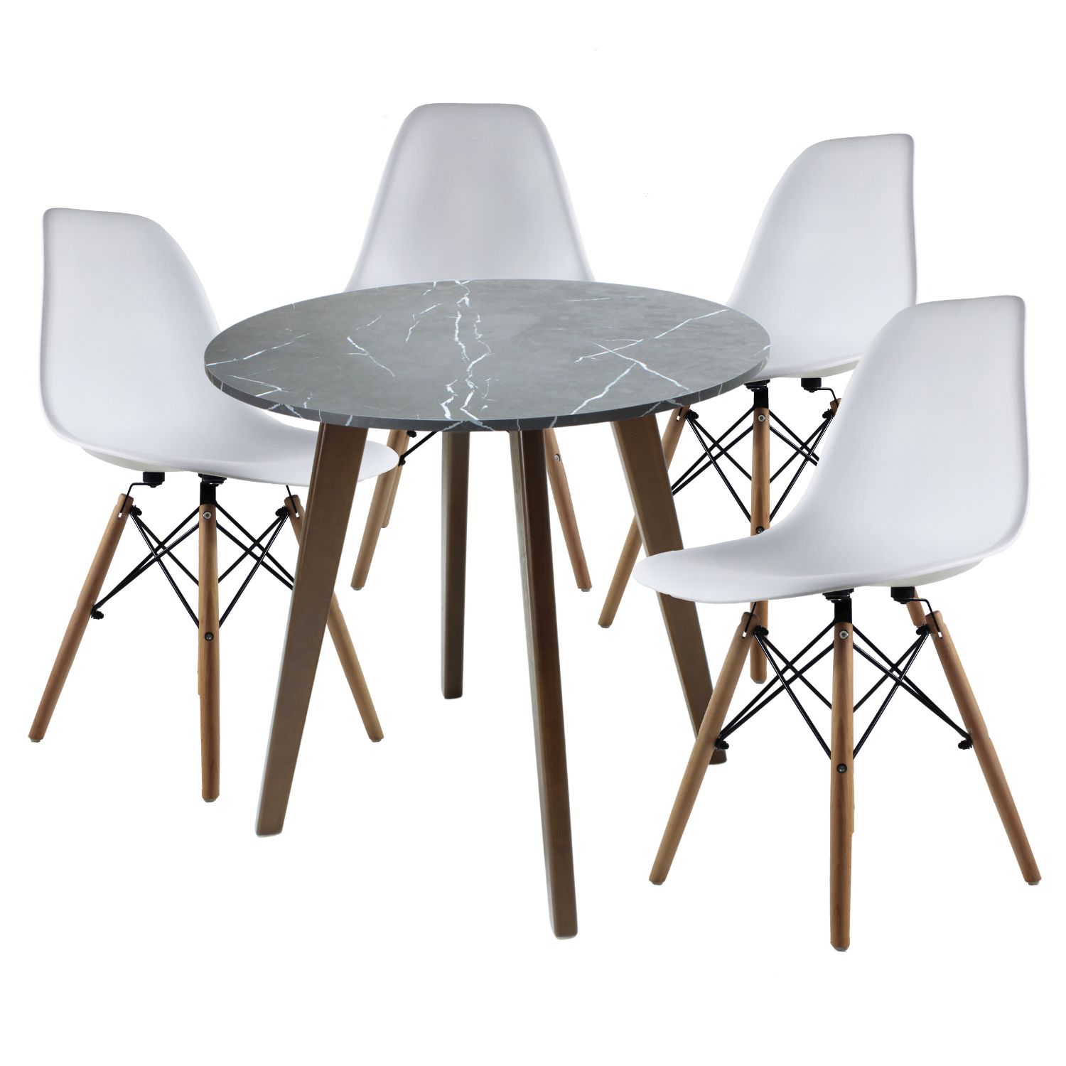 Foto 1 | Mesa Frankfurt Piedra 80 Marqu Con 4 Sillas Oslo Blanco