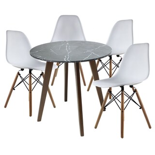 Foto 1 | Mesa Frankfurt Piedra 80 Marqu Con 4 Sillas Oslo Blanco