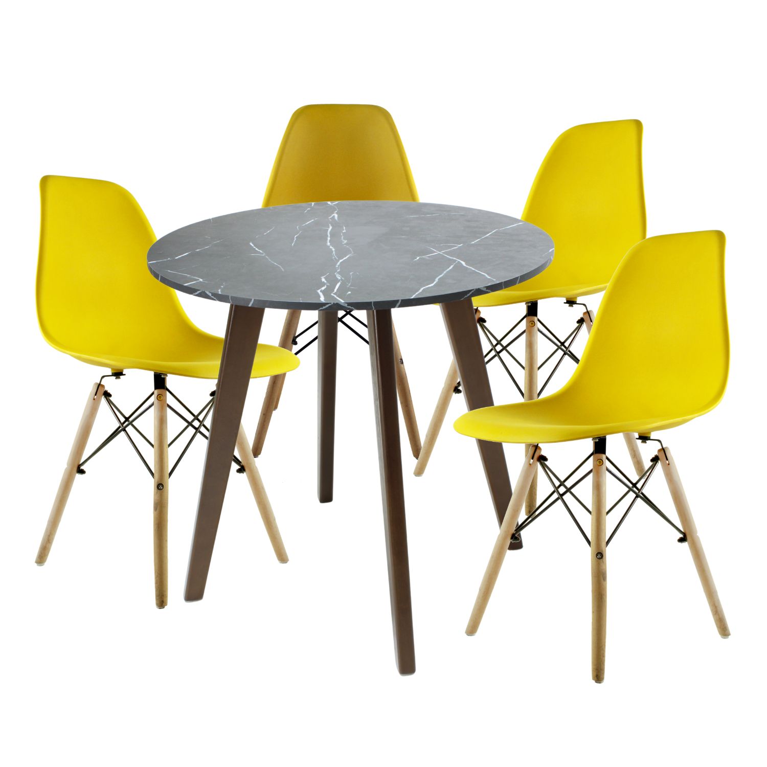 Foto 1 | Mesa Frankfurt Piedra 80 Marqu Con 4 Sillas Oslo Amarillo