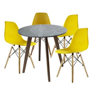 Foto 1 | Mesa Frankfurt Piedra 80 Marqu Con 4 Sillas Oslo Amarillo