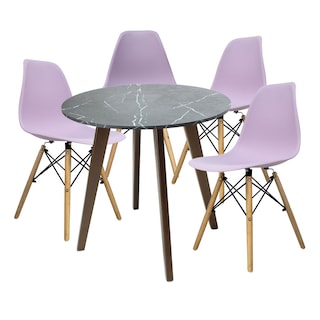 Foto 1 | Mesa Frankfurt Piedra 80 Marqu Con 4 Sillas Oslo Lila