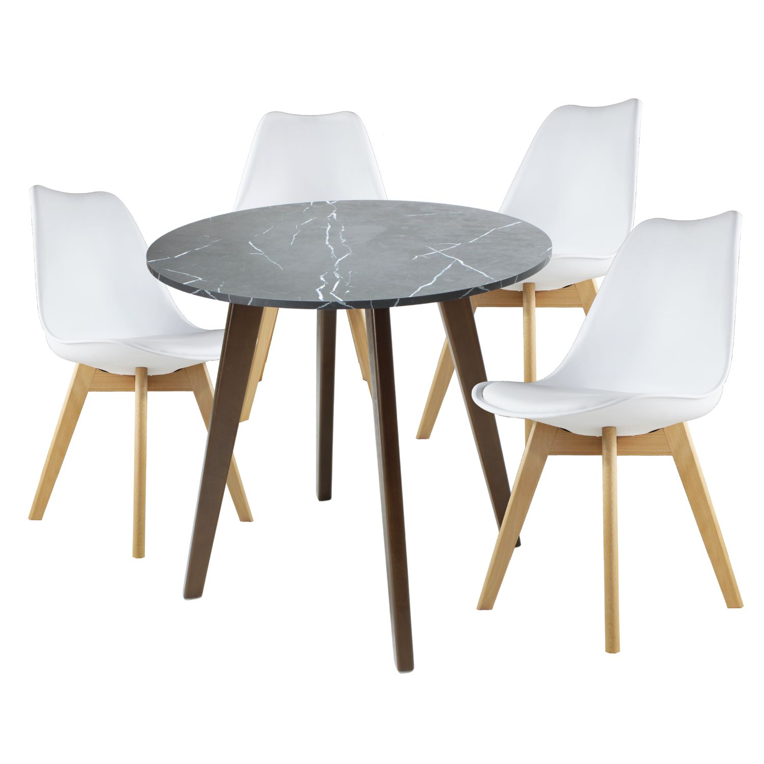 Foto 1 | Mesa Frankfurt Piedra 80 Marqu Con 4 Sillas Frankfurt Blanco