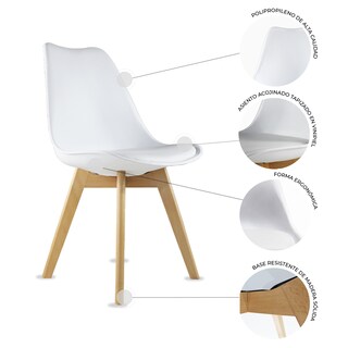 Foto 4 | Mesa Frankfurt Piedra 80 Marqu Con 4 Sillas Frankfurt Blanco