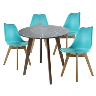 Foto 1 | Mesa Frankfurt Piedra 80 Marqu Con 4 Sillas Frankfurt Turquesa