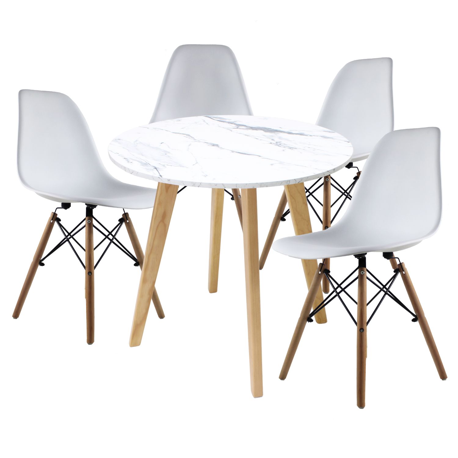 Foto 1 | Mesa Frankfurt Piedra 80 Calac Con 4 Sillas Oslo Blanco