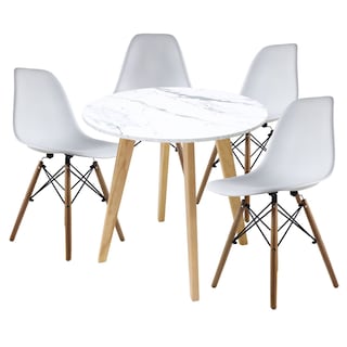 Foto 1 | Mesa Frankfurt Piedra 80 Calac Con 4 Sillas Oslo Blanco