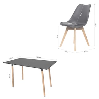 Foto 7 | Comedor Krona Para 4 Personas Con Mesa Negra Y Sillas Escandinavas Con Asiento Acolchado