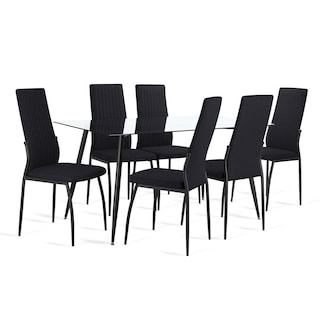 Foto 1 | Juego Comedor 6 Sillas Mesa De Vidrio Templado Luna Moderno