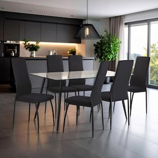 Foto 2 | Juego Comedor 6 Sillas Mesa De Vidrio Templado Luna Moderno