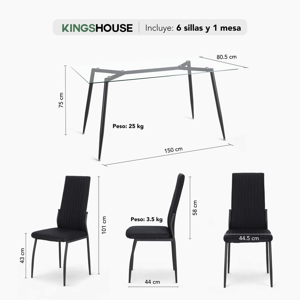Foto 5 | Juego Comedor 6 Sillas Mesa De Vidrio Templado Luna Moderno