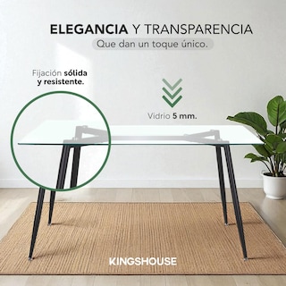 Foto 6 | Juego Comedor 6 Sillas Mesa De Vidrio Templado Luna Moderno