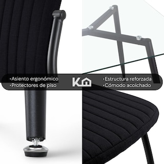 Foto 7 | Juego Comedor 6 Sillas Mesa De Vidrio Templado Luna Moderno