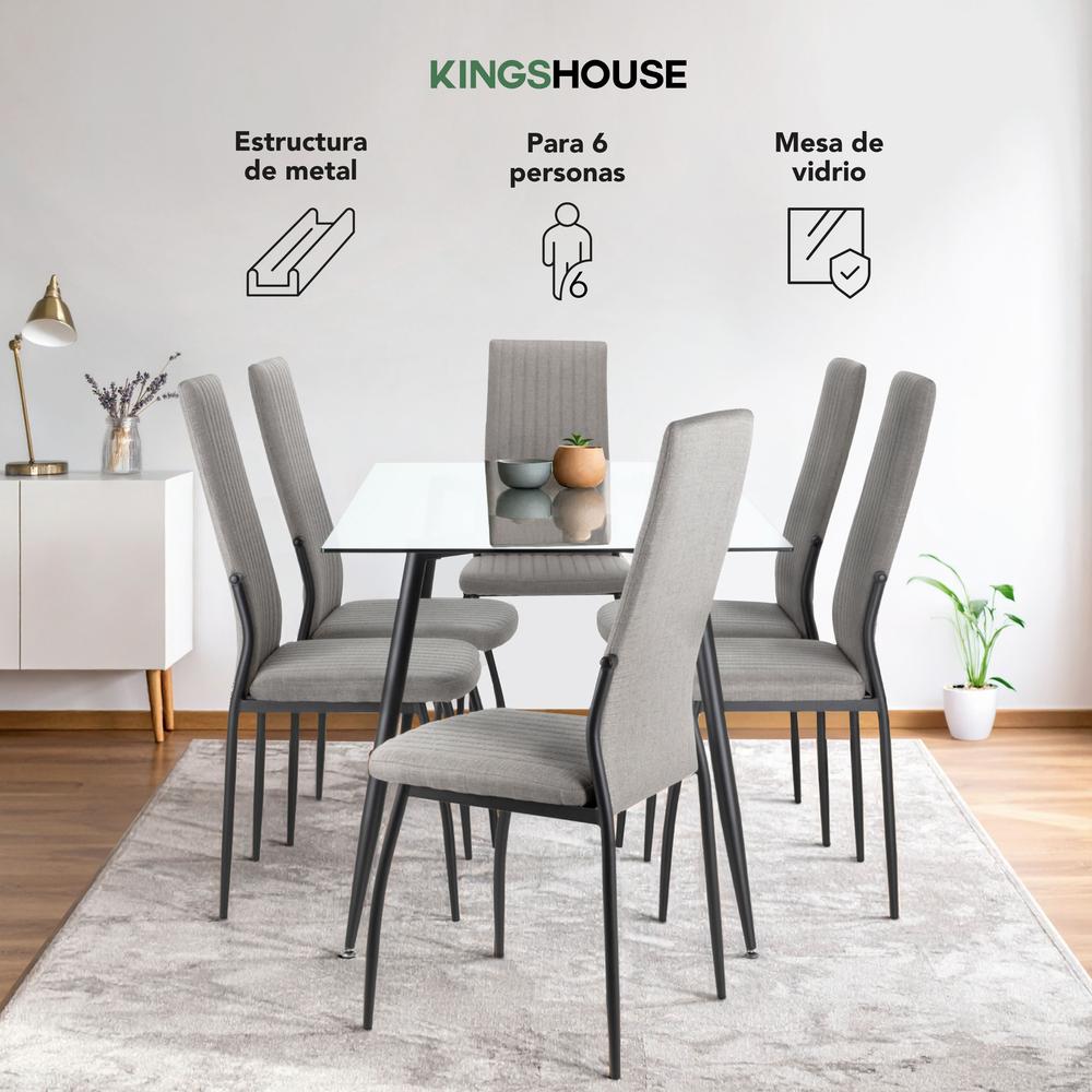 Foto 4 pulgar | Juego Comedor 6 Sillas Mesa De Vidrio Templado Luna Moderno