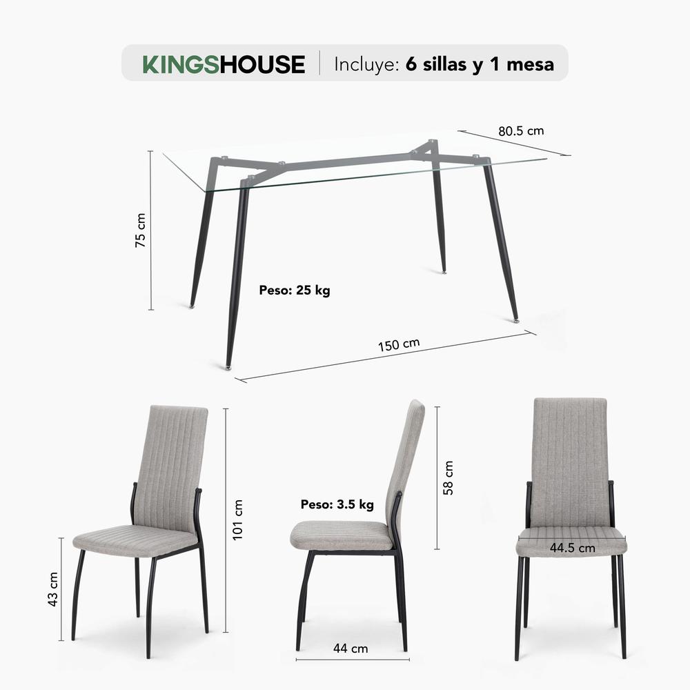 Foto 5 | Juego Comedor 6 Sillas Mesa De Vidrio Templado Luna Moderno