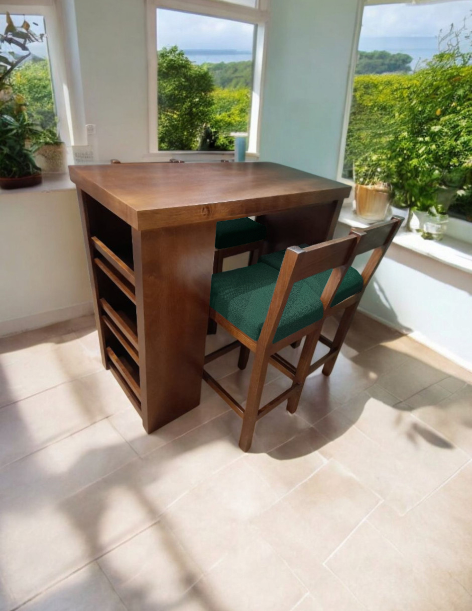 Foto 3 pulgar | Comedor Para 4 Personas De Madera De Parota Color Verde
